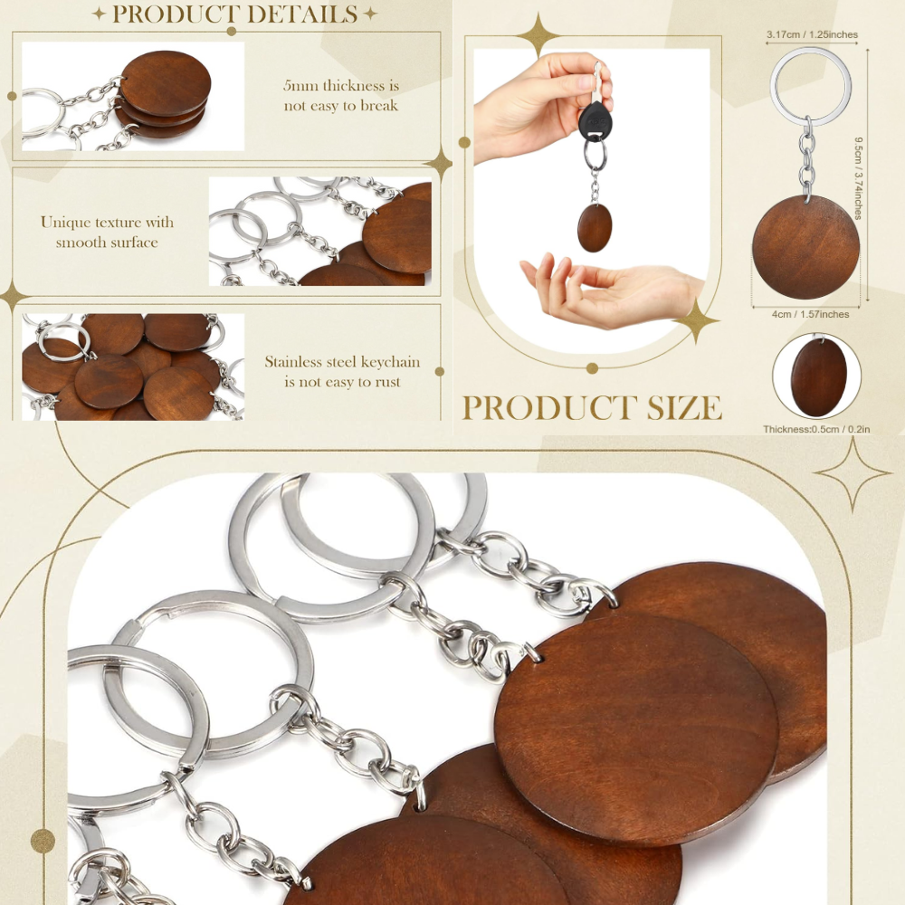 Round Wooden Keychains (Sets of 20)