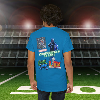 Super Bowl Kendrick Lamar Graphic Heavy Cotton Tee - 'Game Over' & 'SAY DRAKE!'  Cell Block 1