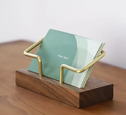 Premium Wood and Metal Business Card Holder