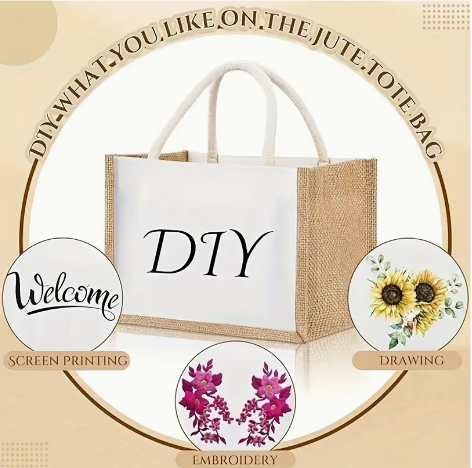 Burlap Jute Gift Bags / Handbags with Handles for Bridesmaid or Groups